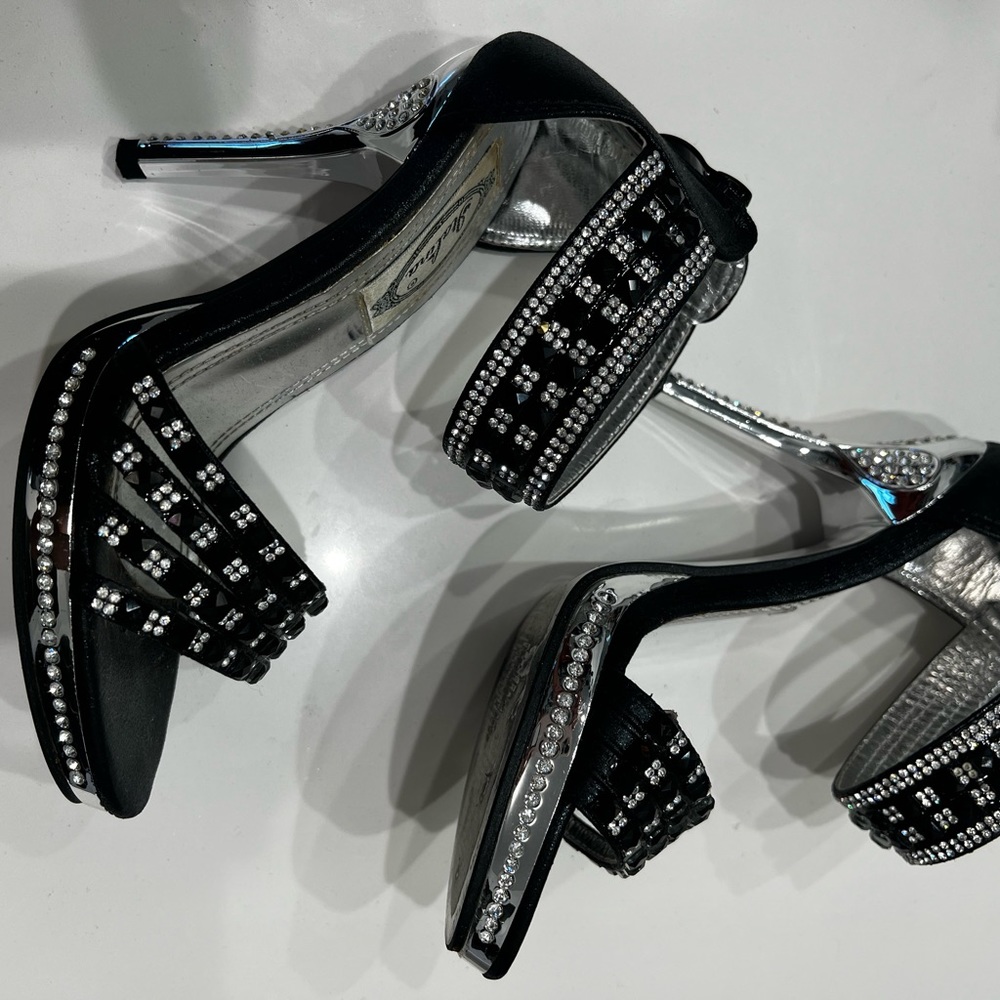 Black and silver high  heel platform.